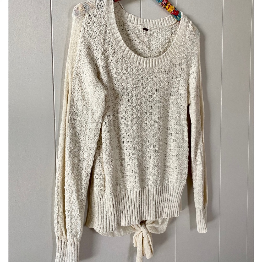 Free People Knit Sweater with Open Back and Tie - Picture 4 of 7